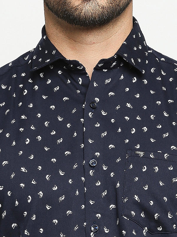 KILLER Men Navy Slim Fit Printed Shirts