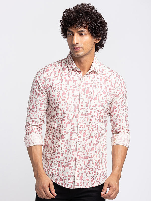 KILLER Men Pink Slim Fit Printed Shirts