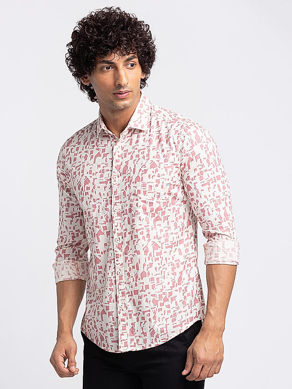 KILLER Men Pink Slim Fit Printed Shirts