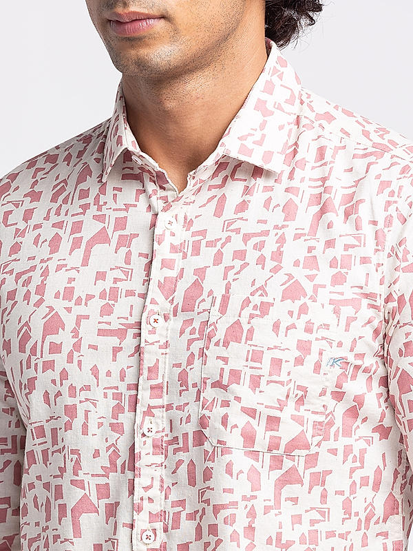 KILLER Men Pink Slim Fit Printed Shirts