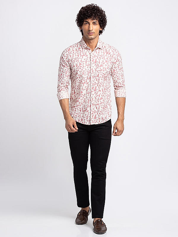 KILLER Men Pink Slim Fit Printed Shirts