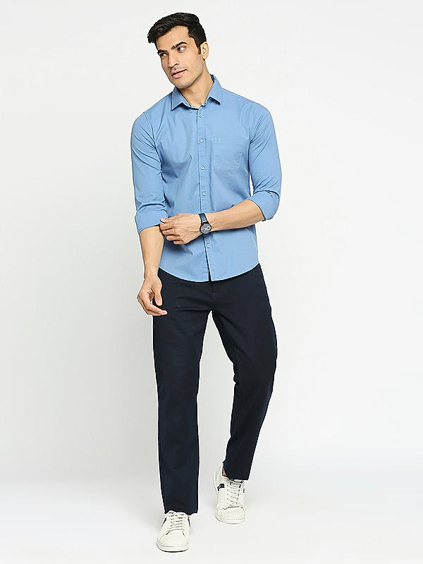 KILLER Men Blue Slim Fit Solid Shirts