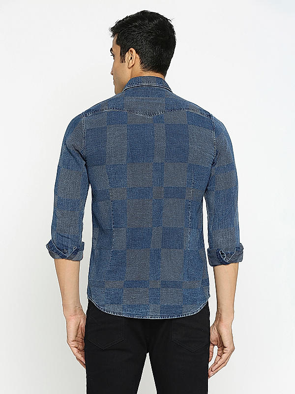 KILLER Men Blue Slim Fit Checks Shirts