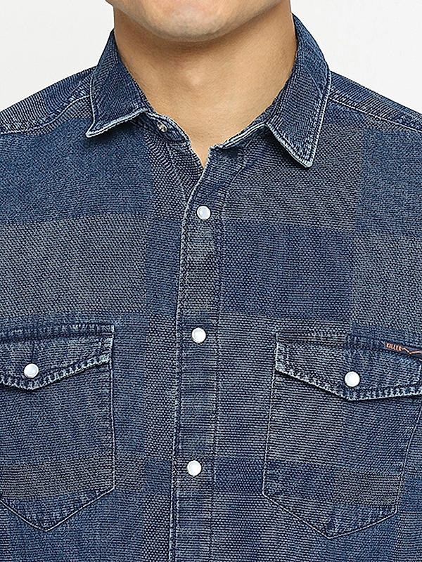 KILLER Men Blue Slim Fit Checks Shirts