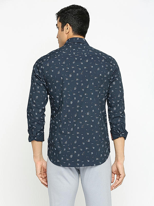 KILLER Men Navy Slim Fit Printed Shirts