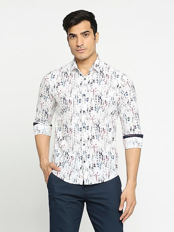 KILLER Men White Slim Fit Printed Shirts