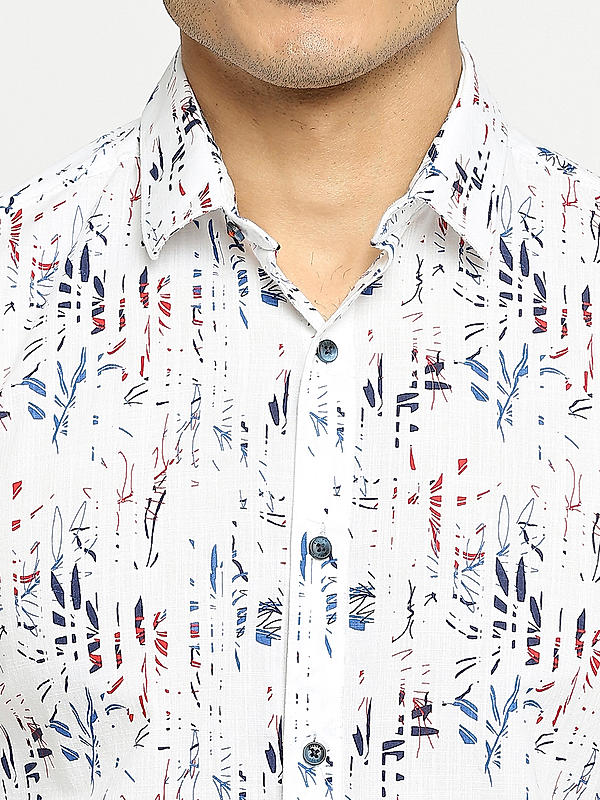 KILLER Men White Slim Fit Printed Shirts