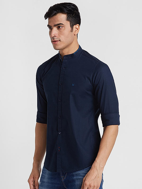 KILLER Men Navy Slim Fit Solid Shirts