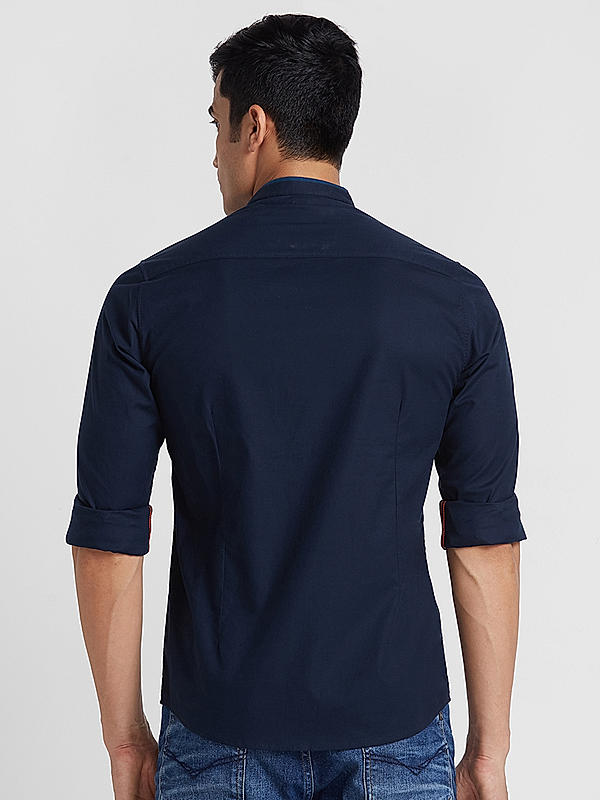 KILLER Men Navy Slim Fit Solid Shirts