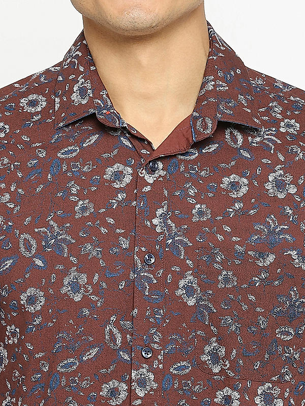 KILLER Men Brown Slim Fit Printed Shirts