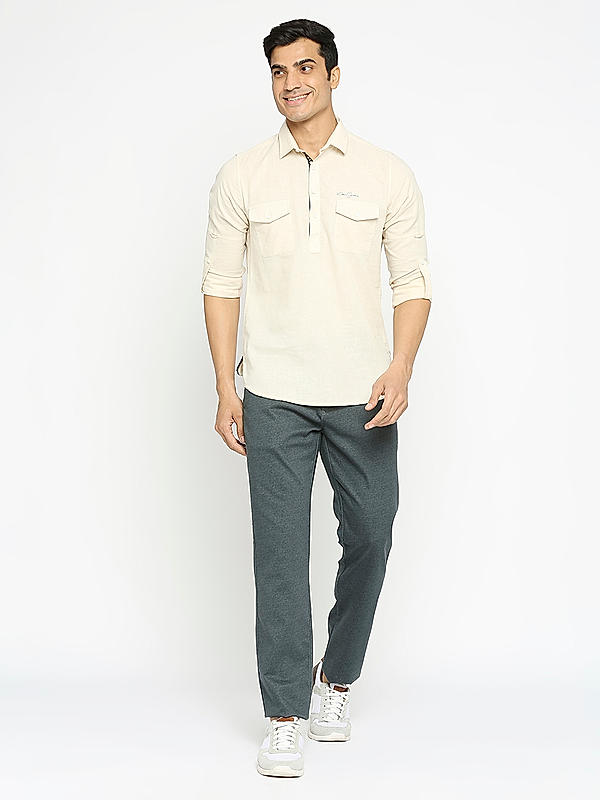 KILLER Men Beige Slim Fit Solid Shirts