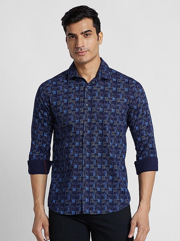 KILLER Men Navy Slim Fit Printed Shirts