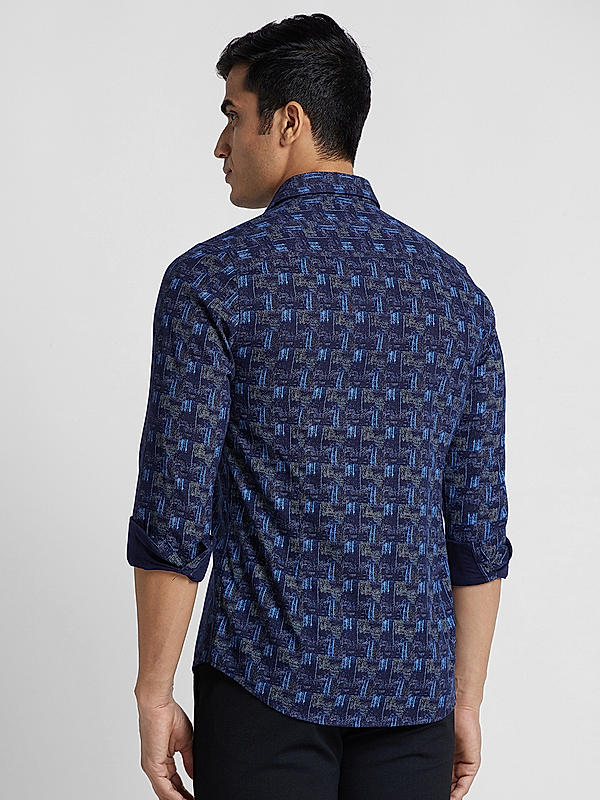 KILLER Men Navy Slim Fit Printed Shirts