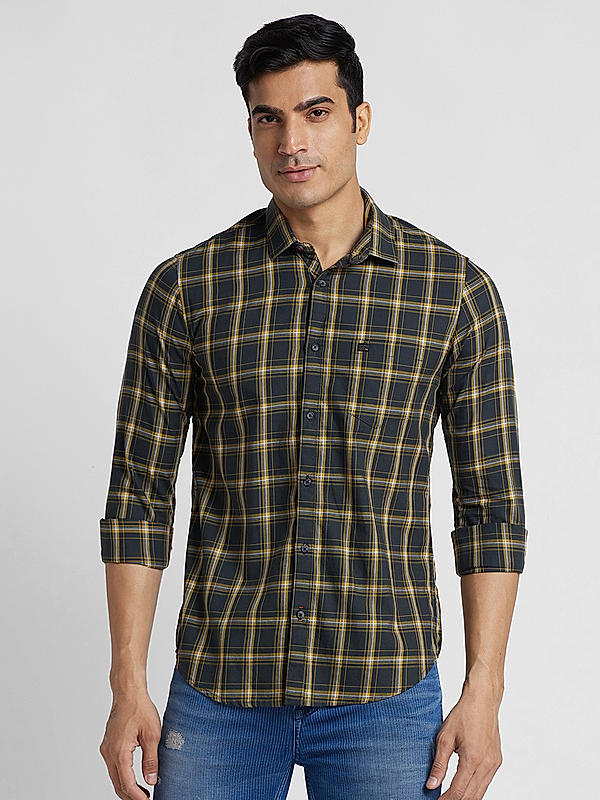 KILLER Men Grey Slim Fit Checks Shirts