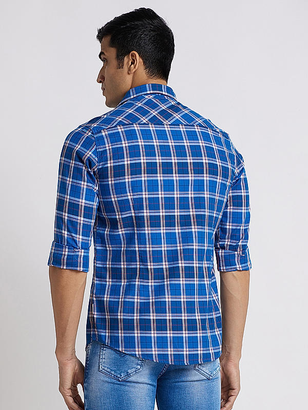 KILLER Men Blue Slim Fit Checks Shirts