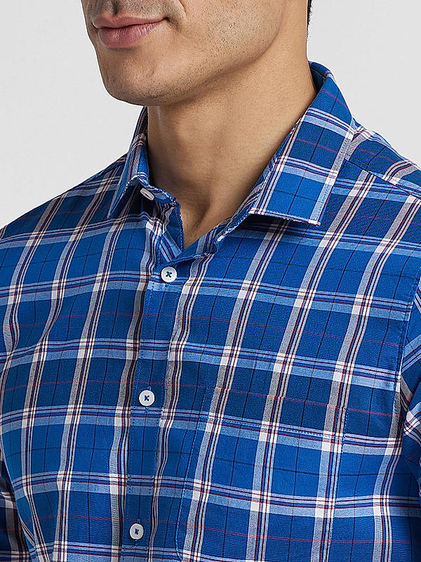 KILLER Men Blue Slim Fit Checks Shirts