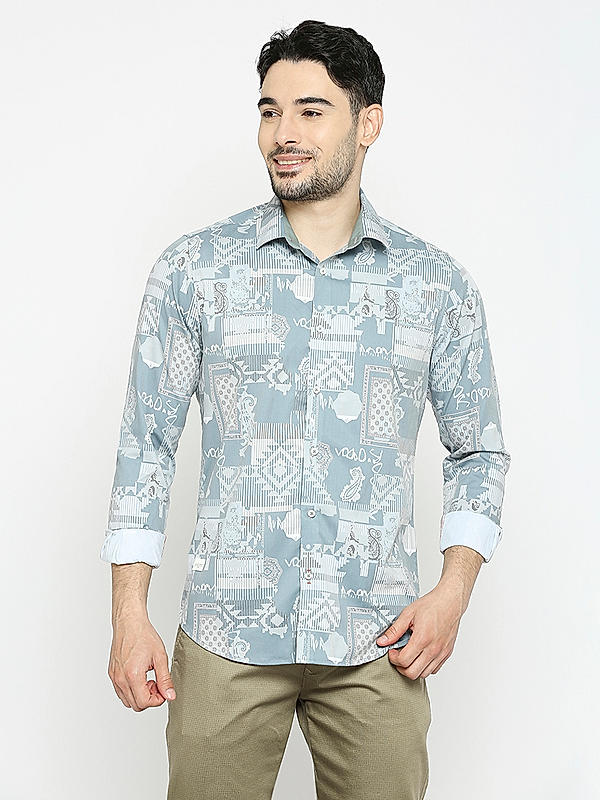 KILLER Men Olive Slim Fit Printed Shirts