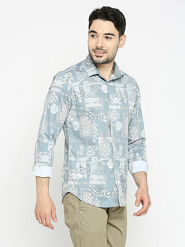 KILLER Men Olive Slim Fit Printed Shirts