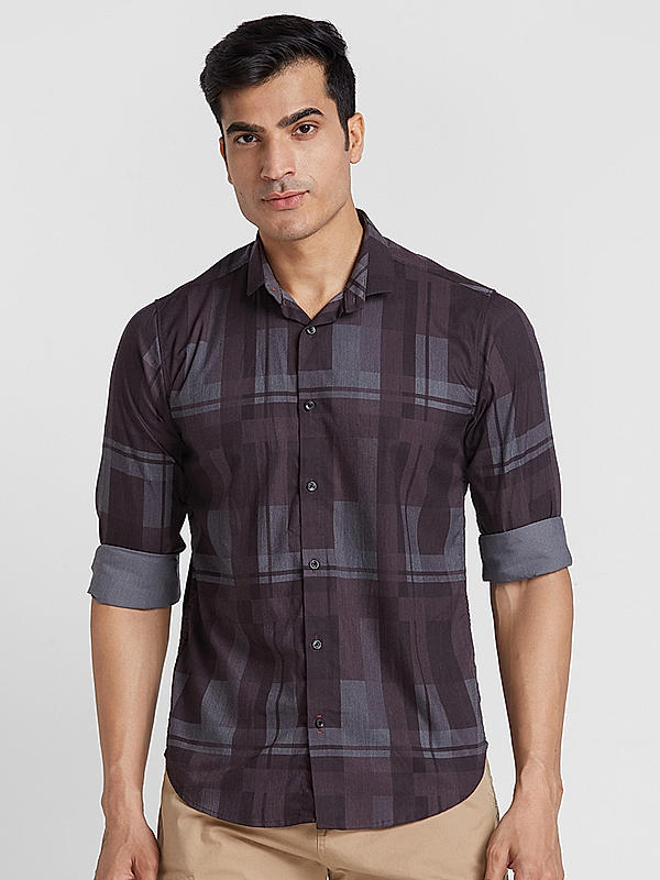 KILLER Men Wine Slim Fit Printed Shirts