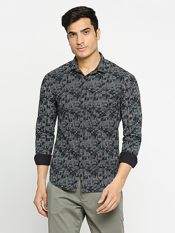 KILLER Men Black Slim Fit Printed Shirts