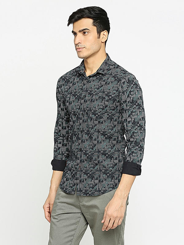 KILLER Men Black Slim Fit Printed Shirts