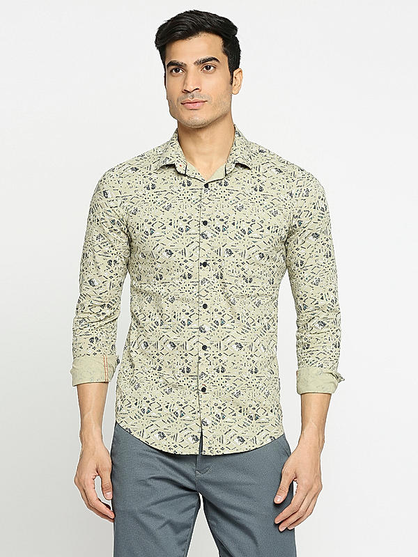 KILLER Men Khaki Slim Fit Printed Shirts