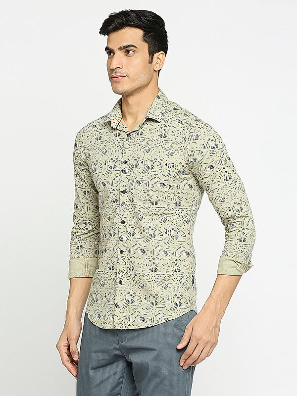 KILLER Men Khaki Slim Fit Printed Shirts