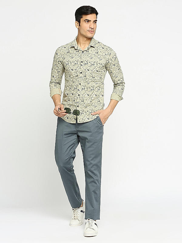 KILLER Men Khaki Slim Fit Printed Shirts