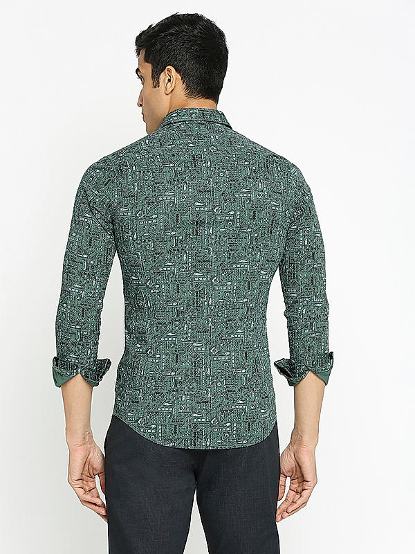 KILLER Men Green Slim Fit Printed Shirts