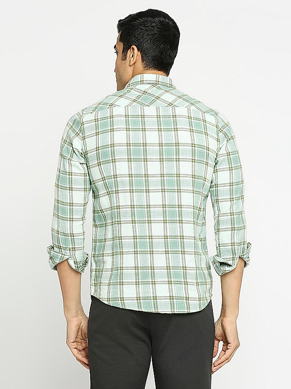 KILLER Men Light Green Slim Fit Checks Shirts