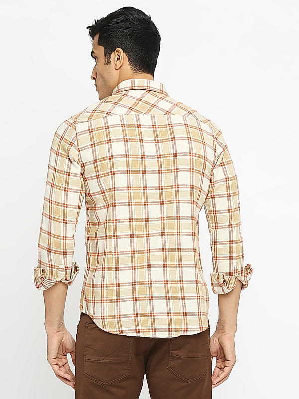 KILLER Men Brown Slim Fit Checks Shirts