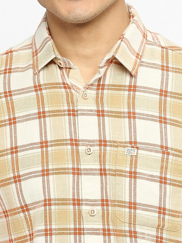 KILLER Men Brown Slim Fit Checks Shirts