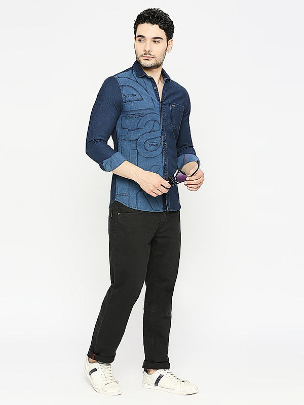 KILLER Men Dark Blue Slim Fit Solid Shirts