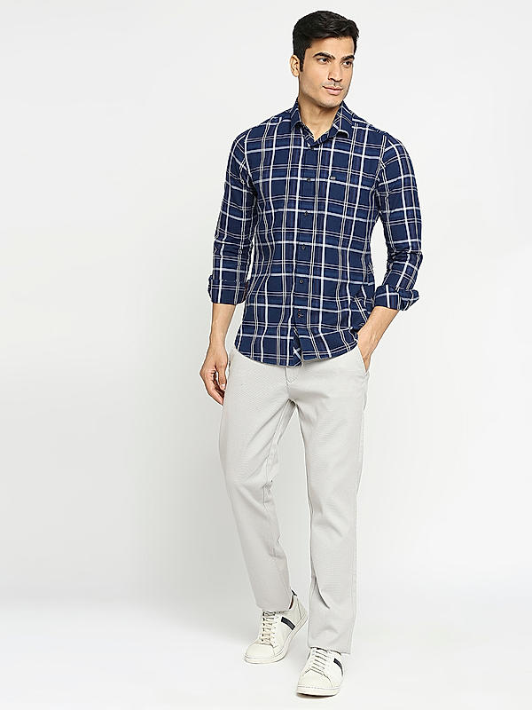 KILLER Men Navy Slim Fit Checks Shirts