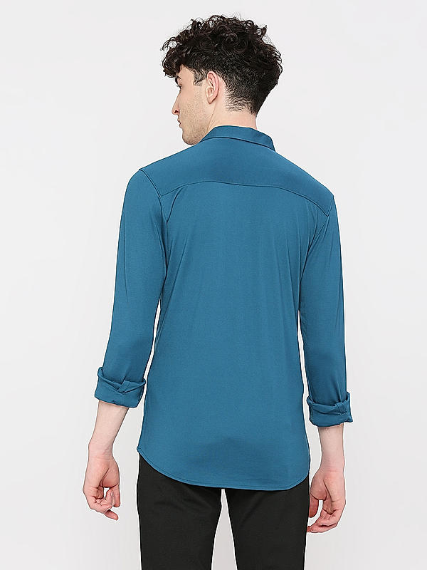 KILLER Men Teal Slim Fit Solid Shirts