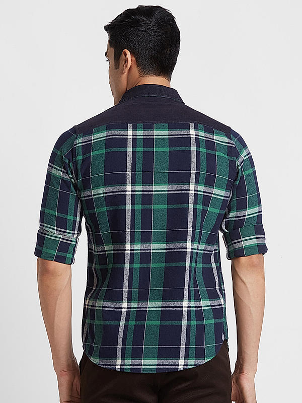 KILLER Men Navy Slim Fit Checks Shirts