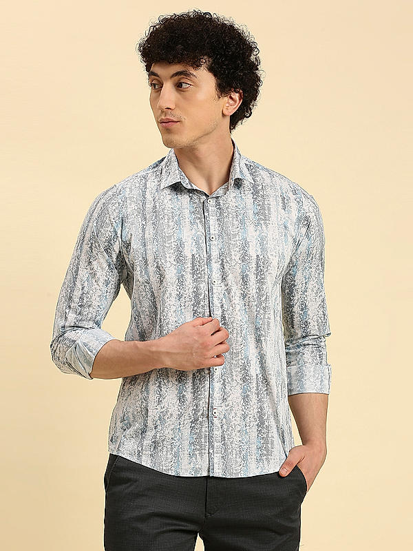 KILLER Men Light Blue Slim Fit Printed Shirts