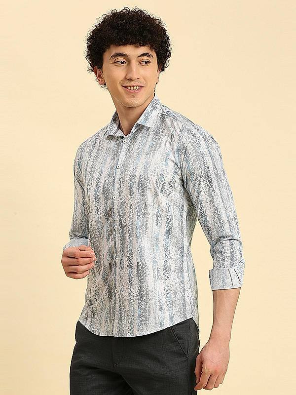 KILLER Men Light Blue Slim Fit Printed Shirts