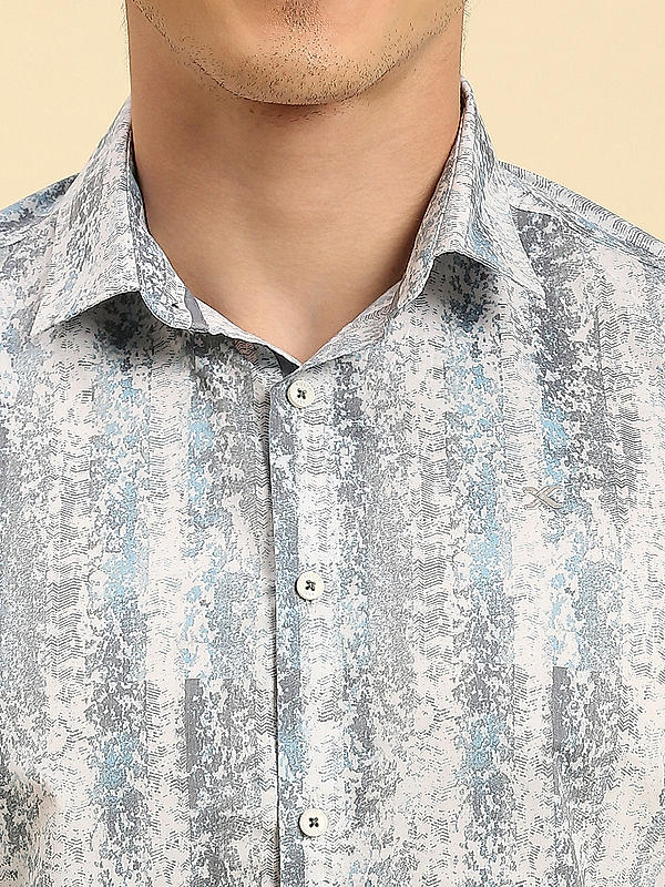 KILLER Men Light Blue Slim Fit Printed Shirts