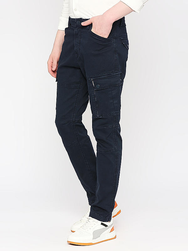 KILLER Men Navy Slim Fit Solid Cargo