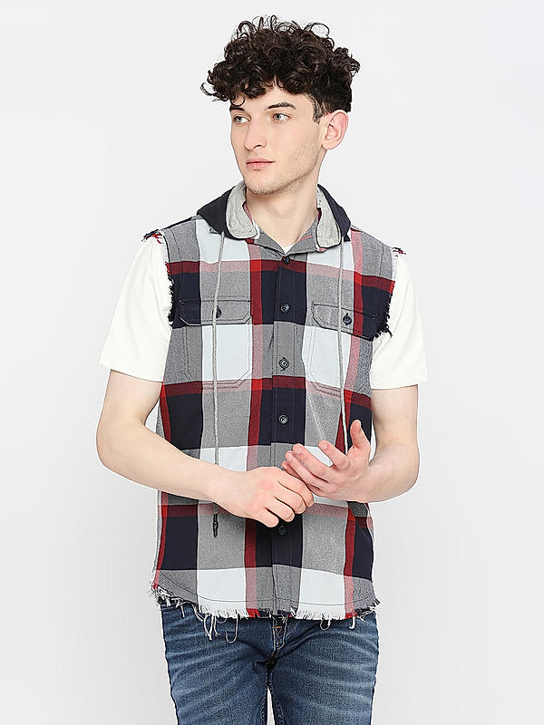 KILLER Men Maroon Slim Fit Checks Shirts