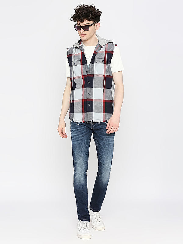 KILLER Men Maroon Slim Fit Checks Shirts