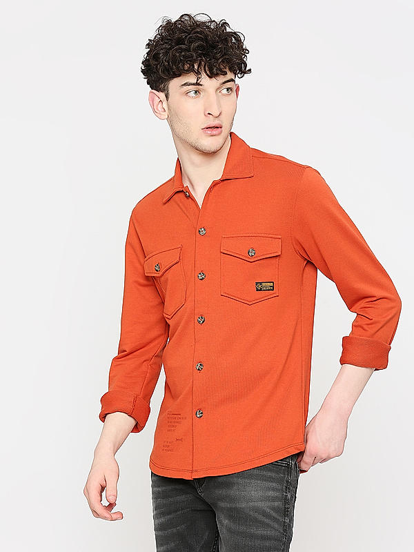 KILLER Men Rust Slim Fit Solid Shirts