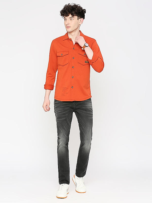 KILLER Men Rust Slim Fit Solid Shirts