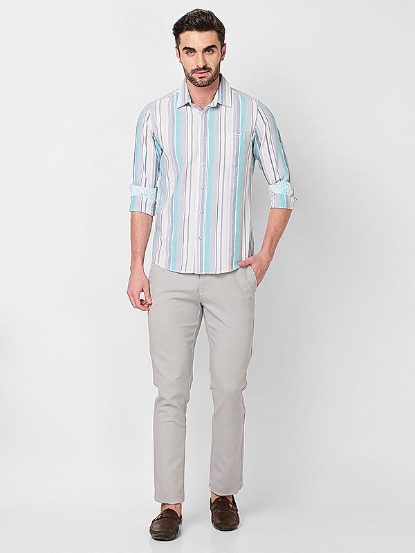 Killer Men Aqua Slim Fit Stripe Shirts