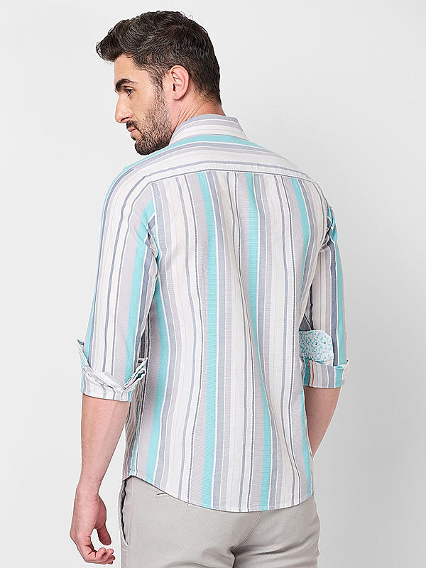 Killer Men Aqua Slim Fit Stripe Shirts