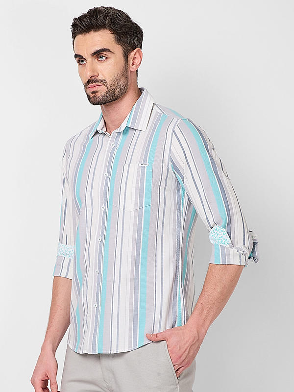 Killer Men Aqua Slim Fit Stripe Shirts