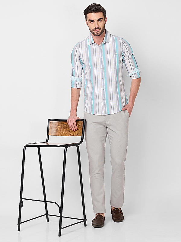 Killer Men Aqua Slim Fit Stripe Shirts