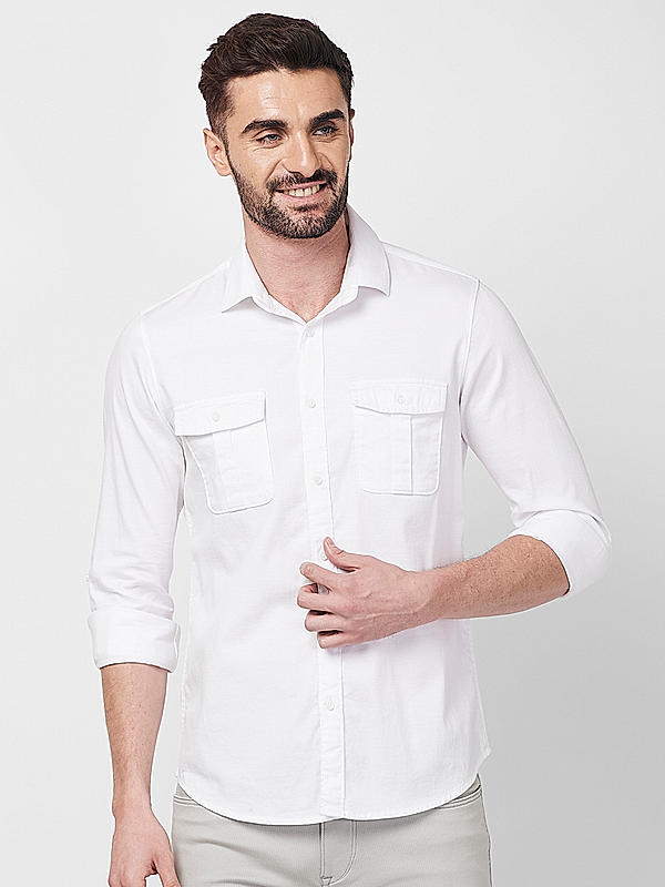 Killer Men White Slim Fit Solid Shirts