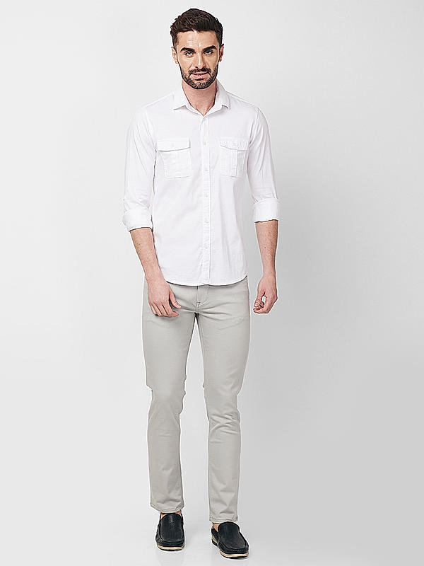 Killer Men White Slim Fit Solid Shirts